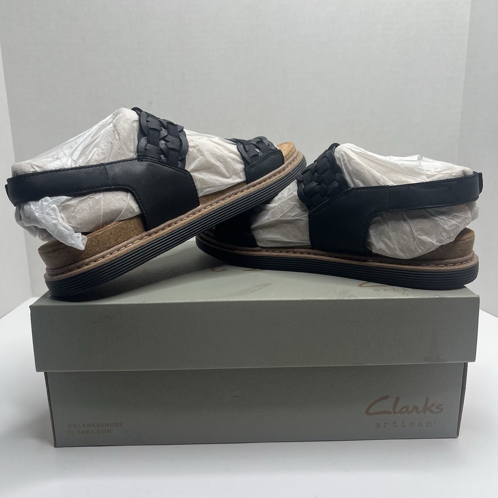 Clarks Artisan Arwell Glide Women's 8 M Black Leather Strappy Sandals NIB